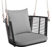 COSTWAY Fauteuil suspendu jusqu'à 180kg, chaise à bascule Siège suspendu avec coussins d'assise et de dossier et cordes de suspension, chaise suspendue grise