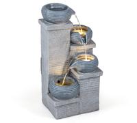 COSTWAY Fontaine de Jardin 4 Niveaux, Fontaine à Eau Zen en Résine avec Éclairage LED, Cascade d'eau Décorative Méditation&Détente, pour Jardin Terrasse Balcon, 28x22x58CM