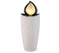 COSTWAY Fontaine de Jardin avec Lumière LED et Aspect Pierre | Cascade d'Eau avec Pompe à Eau, Décoration de Jardin pour Intérieur et Extérieur, 34,5 x 34,5 x 92 cm, Noir+Blanc