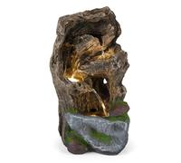 COSTWAY Fontaine de Jardin Extérieur 3 Niveaux avec Lumière LED, Fontaine à Eau, Cascade Nature Effet Pierre, Décoration pour Salon d'Intérieur et Terrasse, 26 x 28 x 53 CM