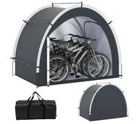 COSTWAY Garage à vélos pour 4-5 vélos, Tente pour vélo résistante aux intempéries, Abri pour vélo avec 2 portes roulantes, fenêtre & sacoche, Garage pour tente portable 218x153x182cm