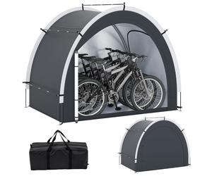 COSTWAY Garage à vélos pour 4-5 vélos, Tente pour vélo résistante aux intempéries, Abri pour vélo avec 2 portes roulantes, fenêtre & sacoche, Garage pour tente portable 218x153x182cm