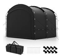 COSTWAY Garage à vélos pour 7-8 vélos, Tente pour vélo résistante aux intempéries, Hangar à vélos avec 2 portes roulantes, 2 sacoches & sac de transport, Tente garage 254x215x192cm