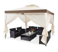Costway Garten Pavillon Tente de jardin Camping Party avec 4 parois latérales 300x300x265cm beige