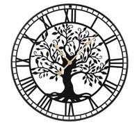 COSTWAY Grande horloge murale en métal, 68 cm Horloge décorative avec chiffres romains, silencieuse, décoration murale à piles, noire, pour la cuisine