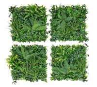 COSTWAY Haie Artificiel Brise-Vue 4PCS 50 x 50 cm, 7 Types de Plantes Artificielles Mixtes, Panneaux de Toile de Fond de Verdure et Protection Solaire Intérieur et Extérieur