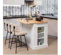 COSTWAY Ilot Central Cuisine avec Tiroirs et 2 Portes 120x61x92cm Desserte de Cuisine avec Étagère Réglable, Étagères Latéraux