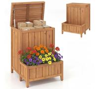 COSTWAY : jardinière avec coffre de jardin, coffre de rangement, coffre à colis avec couvercle et bac à plantes en bois, coffre de rangement pour colis et outils de jardin 57 x 52,5 x 70 cm