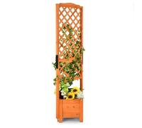 COSTWAY Jardinière sur pied avec Treillis en Bois de Sapin 54,5x52x180CM Bac à Fleurs avec Trous de Drainage pour Plantes