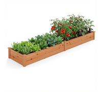 COSTWAY Jardinière Surélevée en Bois de Sapin à Base Ouverte (Orange) | Lit de Jardin Rectangulaire 240x60x25CM Facile à Assembler pour Fruits Légumes, Patio Balcon