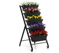 COSTWAY Jardinière verticale à 5 niveaux, jardinière verticale avec roulettes et bacs à fleurs, jardinière en métal, jardinière en escalier pour le jardin 57 x 68 x 117 cm