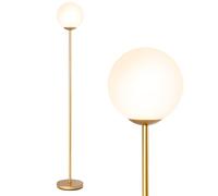 COSTWAY Lampadaire à Globe 165 cm, Lampe sur Pied Moderne, Interrupteur à Pied, Poteau Métallique, Culot d'Ampoule E27, Lampadaire pour Salon Chambre Bureau, Doré