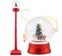 COSTWAY Lampadaire de Noël Musical 152CM - 15 LED 8 Mélodies Décoration de Noël - Lanterne Boule à Neige Soufflante sur Pied