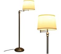 COSTWAY Lampadaire Salon sur Pied 152CM à Bras Oscillant 360° avec Abat-jour PVC E27 Socket(Max 60W) Tube en Fer Nickelé Chambre