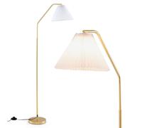 COSTWAY Lampadaire sur Pied Salon 168 cm, Lampe Salon, Tête de Lampe Réglable, Interrupteur à Pied, Abat-Jour Plissé, Douille E27, Lampadaire en Métal pour Salon Chambre Bureau
