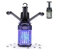 COSTWAY Lampe Anti Moustique Exterieur Interieur, Tue Mouche Electrique à 3 Pétales Pliable, Éclairage Réglable, Recharge USB&Filet Sécurité, Lampe Anti Insecte pour Salon Camping Jardin Pêche