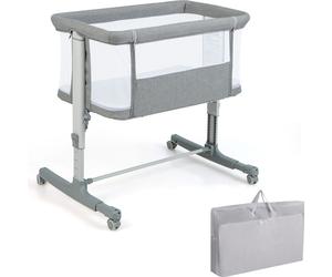 COSTWAY Lit d'appoint 3 en 1, lit de voyage pour bébé avec matelas, couffin avec couffin pouvant supporter jusqu'à 9 kg (gris clair)