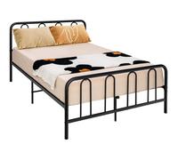COSTWAY Lit Double en Métal pour Adulte, 140 x 200 CM, Cadre de Lit avec 9 Pieds et Tête de Lit, pas besoin de Sommier, sans Bruit