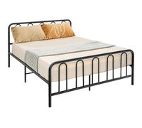 COSTWAY Lit Double en Métal pour Adulte, 160 x 200 CM, Cadre de Lit avec 9 Pieds et Tête de Lit, pas besoin de Sommier, sans Bruit