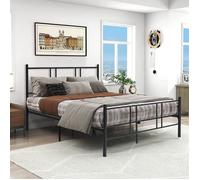 COSTWAY Lit Double pour Adulte - Cadre de Lit en Métal - 160 x 200 CM - 9 pieds de Support - pas de Sommier Nécessaire - sans Bruit
