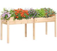 COSTWAY Lit surélevé en bois, Lit de jardin surélevé, bac à plantes avec paroi de séparation & trous de drainage, Lit de légumes, lit de plantes, lit d'herbes aromatiques 184x58x77 cm Naturel