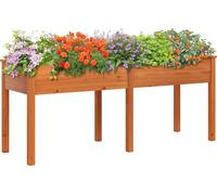 COSTWAY Lit surélevé en bois, Lit de jardin surélevé, bac à plantes avec paroi de séparation & trous de drainage, Lit de légumes, lit de plantes, lit d'herbes aromatiques 184x58x77 cm Brun