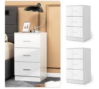COSTWAY Lot de 2 Caisson de Bureau Meuble de Rangement avec 3 Tiroirs pour Feuilles A4, Lettre,Dossiers 37 x 34 x 66,5 CM Blanc