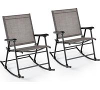 COSTWAY Lot de 2 chaises à bascule pliantes avec tissu d'assise respirant, chaises de jardin