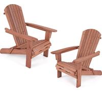 COSTWAY Lot de 2 chaises Adirondack pliantes, Fauteuil de jardin 180kg de charge, Chaises de jardin à haut dossier & larges accoudoirs