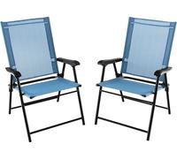 COSTWAY Lot de 2 chaises de jardin, chaises pliantes avec accoudoirs, chaises de balcon en tissu résistant aux intempéries, chaises de terrasse pour jardin, arrière-cour, balcon