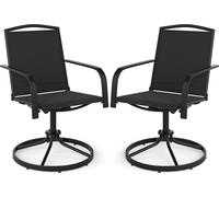 COSTWAY Lot de 2 chaises de jardin pivotantes à 360°, chaises de terrasse avec tissu à séchage rapide, chaises pivotantes, chaises de balcon jusqu'à 150 kg Noir