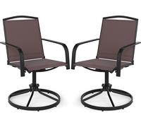 COSTWAY Lot de 2 chaises de jardin pivotantes à 360°, chaises de terrasse avec tissu à séchage rapide, chaises pivotantes, chaises de balcon jusqu'à 150 kg Café