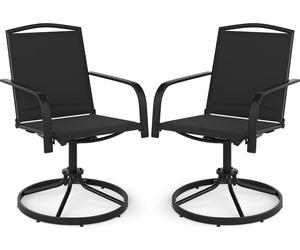 COSTWAY Lot de 2 chaises de jardin pivotantes à 360°, chaises de terrasse avec tissu à séchage rapide, chaises pivotantes, chaises de balcon jusqu'à 150 kg Noir