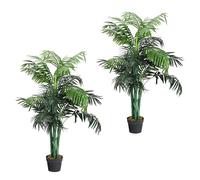 COSTWAY Lot de 2 Plantes Artificielles Intérieur de 110 cm, Palmier Artificiel en Pot Convient pour Extérieur，Decoration Salon Chambre Balcon Cour Jardin Bureau, Arbre Artificiel Intérieur