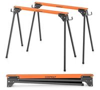COSTWAY Lot de 2 Tréteaux de Sciage Pliants-Métal-Bras de Support Rotatifs-Capacité 500kg-Pieds à ouverture rapide-sans Assemblage