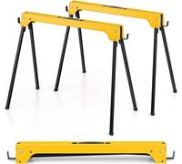 COSTWAY Lot de 2 tréteaux d'échafaudage, tréteaux pliants jusqu'à 600 kg, tréteaux de travail pliants, tréteaux pliants avec poignée, tréteaux d'appui aide à la sciage, tréteaux de travail en métal, t