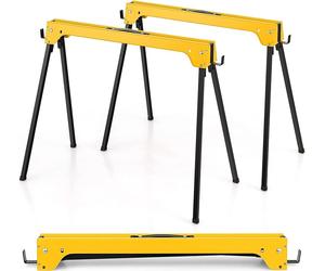 COSTWAY Lot de 2 tréteaux d'échafaudage, tréteaux pliants jusqu'à 600 kg, tréteaux de travail pliants, tréteaux pliants avec poignée, tréteaux d'appui aide à la sciage, tréteaux de travail en métal, t