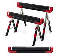 COSTWAY Lot de 2 Tréteaux Métalliques Robuste, avec Pieds Antidérapants Ajustables Reglable 61,5 à 82,7 cm, Grand Support Jusqu’à 1180kg Usage en Paire