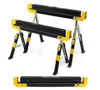 COSTWAY Lot de 2 Tréteaux Métalliques Robuste, avec Pieds Antidérapants Ajustables Reglable 61,5 à 82,7 cm, Grand Support Jusqu’à 1180kg Usage en Paire (Jaune)