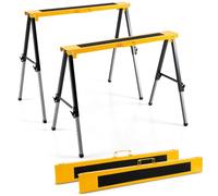 COSTWAY Lot de 2 Tréteaux Pliables Télescopiques Métalliques Charge 300 kg | Chevalets de Sciage Antidérapants avec Hauteur Ajustable 63-88cm, Structure A et Poignées pour Atelier Garage Entrepôt