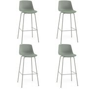 COSTWAY Lot de 4 Tabourets de Bar Hauts 48 x 46 x 103 cm en Similicuir avec Dossiers - Sièges Rembourrés, Repose-pieds