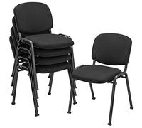 COSTWAY Lot de 5 Chaises de Conférence, Ensemble de Chaises d'Invité Empilables, Chaise de Bureau avec Cadre en Métal et Coussin Rembourré, pour Salle de Réception, Formation, Réunion, Noir