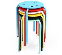 COSTWAY Lot de 6 Tabourets Empilables, Tabourets de Bars Ronds Structure en Métal en Forme de X, Tabourets Gigognes pour Enfants et Adultes, Maison, Bureau, Salles de Classe (Multicolore)