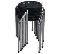 COSTWAY Lot de 6 Tabourets Empilables, Tabourets de Bars Ronds Structure en Métal en Forme de X, Tabourets Gigognes pour Enfants et Adultes, Maison, Bureau, Salles de ris foncé)
