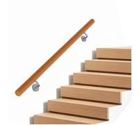 COSTWAY Main Courante en Hêtre Massif Rampe Escalier Ronde, Fixations Inox Charge 200kg pour Maison Salle de Bain Intérieure XL