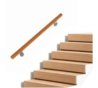 COSTWAY Main Courante en Hêtre Massif Rampe Escalier Ronde, Fixations Inox Charge 200kg pour Maison Salle de Bain Intérieure L