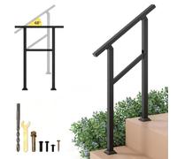 COSTWAY Main Courante pour Escalier 0-2 Marches en Métal | Rampe d'Escalier Extérieure Compatible avec d'Angle Flexible, Kit d'Installation pour Terrasse, Porche et Entrée (70 cm)