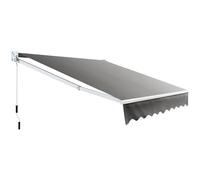 COSTWAY Marquise à bras articulés 2,5x2m Marquise solaire avec matériau résistant aux UV & à l'eau, cadre & manivelle en aluminium Gris