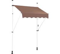 COSTWAY Marquise à pince 150 cm de large, marquise de balcon sans percer, résistante aux UV, réglable en hauteur, hydrofuge, marquise avec manivelle café