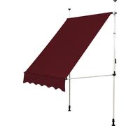 COSTWAY Marquise à pince 150 cm Marquise de balcon sans percer, résistante aux UV, réglable en hauteur, hydrofuge, marquise avec manivelle, marquise solaire rouge